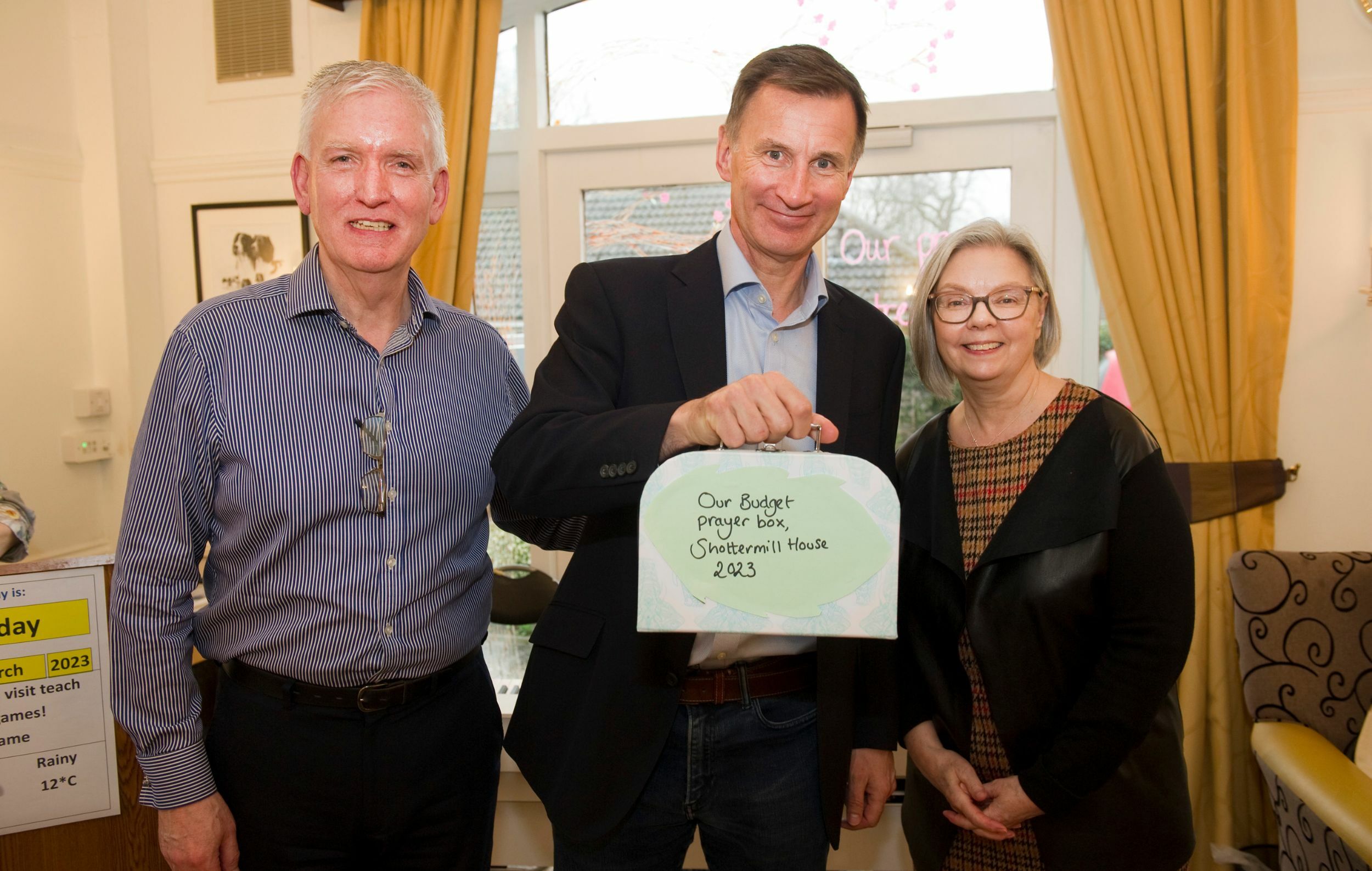 Jeremy Hunt receives Budget Prayer Box from Shottermill House